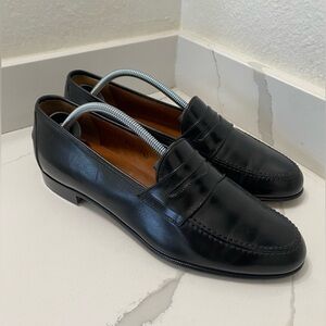 Mens Ferragamo Studio Penny Loafers Shoes Sz 7.5 D Used Black Leather 03488